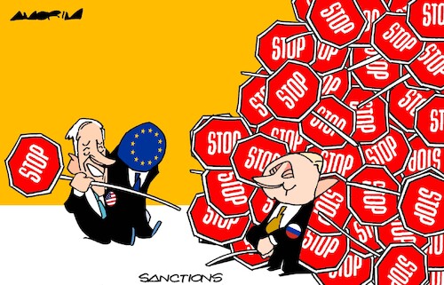 Cartoon: Sanctions (medium) by Amorim tagged putin,usa,european,union,putin,usa,european,union