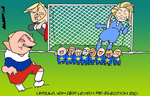 Cartoon: The wall (medium) by Amorim tagged ursula,von,der,leyen,putin,trump,european,union,ursula,von,der,leyen,putin,trump,european,union