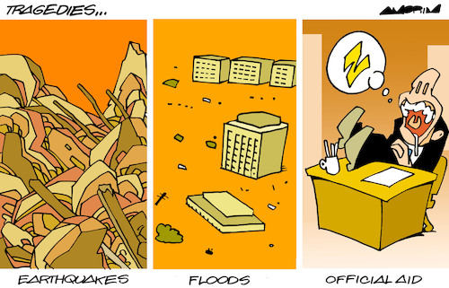 Cartoon: Tragedies (medium) by Amorim tagged lybia,morocco,natural,disasters,lybia,morocco,natural,disasters
