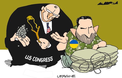 Cartoon: Ukraine aid (medium) by Amorim tagged usa,ukraine,zelenski,usa,ukraine,zelenski