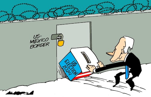 Cartoon: Walls (medium) by Amorim tagged biden,us,election,mexico,purchase,cartoon,biden,us,election,mexico,purchase,cartoon