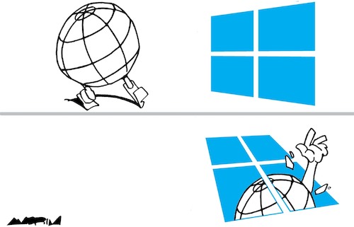Cartoon: Windows and holes (medium) by Amorim tagged windows,crowdstrike,cybersecurity,windows,crowdstrike,cybersecurity