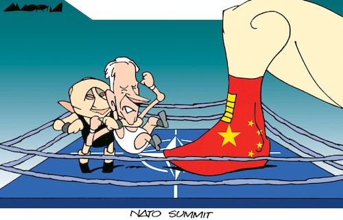Cartoon: Wrestling (medium) by Amorim tagged biden,putin,nato,china