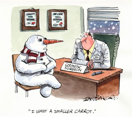 Cartoon: Christmas magazine cartoon (medium) by Ian Baker tagged christmas,snowman,surgery,cosmetic
