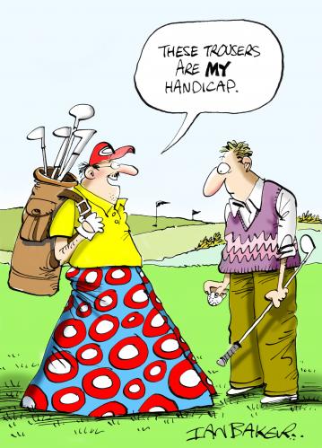 Cartoon: Greeting Card (medium) by Ian Baker tagged golf,fashion,sport,trousers