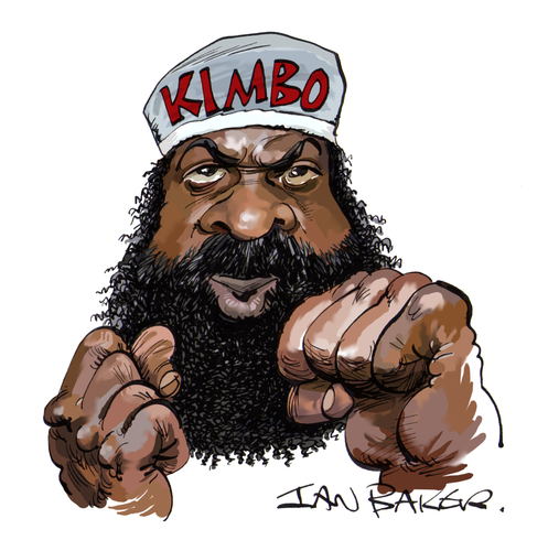 Cartoon: Kimbo Slice (medium) by Ian Baker tagged kimbo,slice,ian,baker,caricature,cartoon,kevin,ferguson,fight,fighter,boxer,tough,martial,arts,actor,celebrity,famous,street,fists