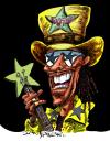 Cartoon: Bootsy Collins (small) by Ian Baker tagged bootsy collins bass player funk seventies rock music caricature parliament funkadelic