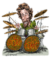 Cartoon: Ginger Baker (small) by Ian Baker tagged ginger baker peter edward cream drums drummer caricature sixties psychadelic rock music eric clapton jack bruce musician