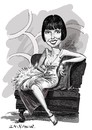 Cartoon: Louise Brooks (small) by Ian Baker tagged louise brooks silent movie cinema classic twenties flapper art deco black and white caricature hollywood bob haircut