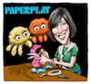 Cartoon: Paperplay (small) by Ian Baker tagged paperplay,craft,bbc,itv,susan,stranks,itsy,and,bitsy,spiders,puppets,characters,crafting,making,70s,80s,ian,baker,cartoon,caricature,parody,spoof,nostalgia,kids
