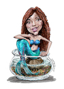 Cartoon: The Little Mermaid (small) by Ian Baker tagged the,little,mermaid,halle,bailey,ian,baker,cartoon,caricature,parody,spoof,satire,water,sea,fantasy,film,movie,hans,christian,andersen,ariel,hair,cryptozoology,disney