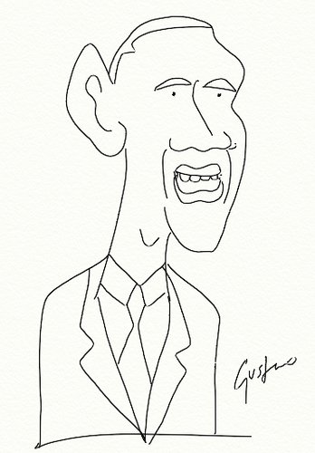 Cartoon: Barack Obama (medium) by gustavomchagas tagged barack,obama,president,usa