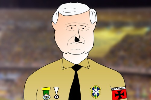 Cartoon: Cai fora Ricardo Teixeira (medium) by gustavomchagas tagged fifa,teixeira,ricardo,brazil,cup,world,2014,money,brasil,soccer,get,out,fora