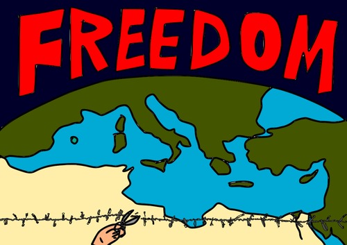 Cartoon: Freddom (medium) by gustavomchagas tagged freedom,north,africa