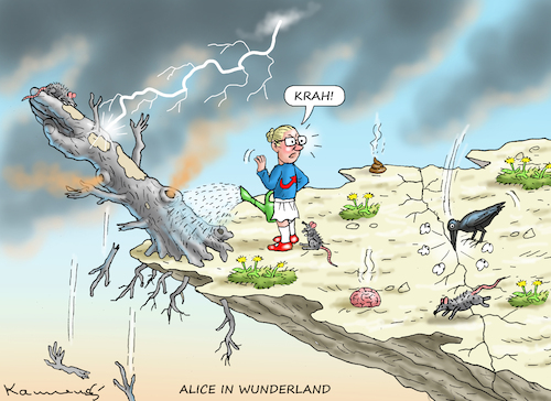 Cartoon: ALICE IN WUNDERLAND (medium) by marian kamensky tagged eu,wahlen,afd,rechtsradikal,lügen,krah,korruption,spionage,alice,weidel,eu,wahlen,afd,rechtsradikal,lügen,krah,korruption,spionage,alice,weidel