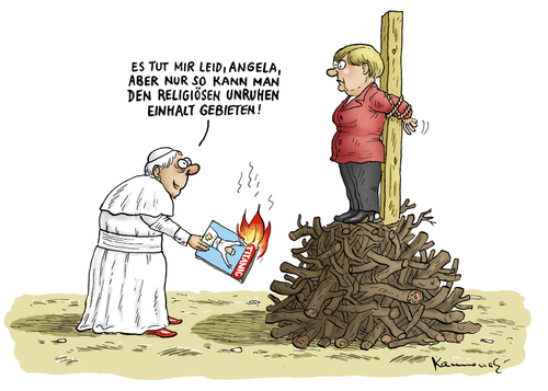 Cartoon: Alternativlos (medium) by marian kamensky tagged merkel,angela,papst,unruhen,islamistische,islamistische,unruhen,papst,angela,merkel