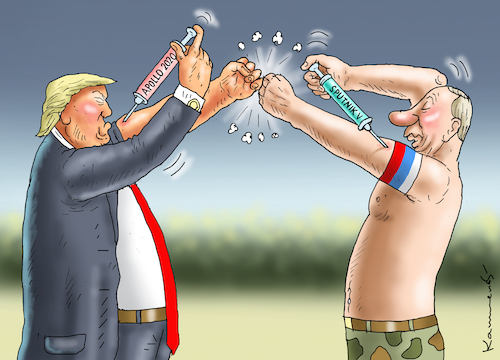 Cartoon: APOLLO 2020 VERSUS SPUTNIK V (medium) by marian kamensky tagged us,wahlen,joe,biden,trump,corona,bob,woodward,putin,impfstoff,us,wahlen,joe,biden,trump,corona,bob,woodward,putin,impfstoff