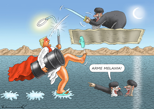 Cartoon: ARME MELANIA (medium) by marian kamensky tagged strasse,von,hormus,wieder,gesperrt,no,pershings,for,merz,strasse,von,hormus,wieder,gesperrt,no,pershings,for,merz