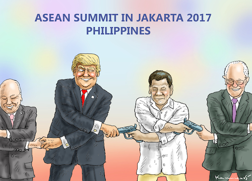 Cartoon: ASEAN SUMMIT IN JAKARTA (medium) by marian kamensky tagged asean,summit,in,jakarta,duterte,trump,asean,summit,in,jakarta,duterte,trump