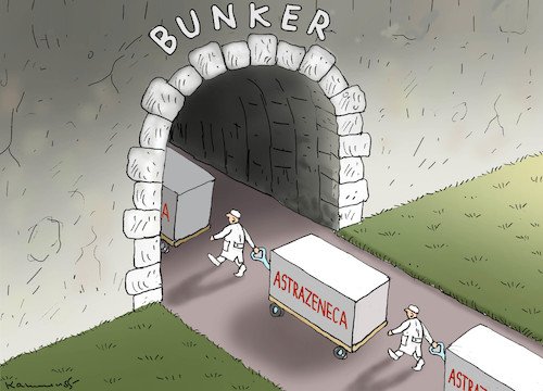 Cartoon: ASTRAZENECA BUNKERUNG (medium) by marian kamensky tagged us,wahlen,joe,biden,trump,corona,kapitol,putsch,bob,woodward,harris,pence,astra,seneca,us,wahlen,joe,biden,trump,corona,kapitol,putsch,bob,woodward,harris,pence,astra,seneca