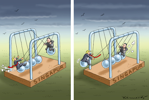 Cartoon: ATOMSPIELE IN SINGAPUR (medium) by marian kamensky tagged obama,trump,präsidentenwahlen,usa,baba,vanga,republikaner,inauguration,demokraten,kim,jong,un,wikileaks,faschismus,singarur,obama,trump,präsidentenwahlen,usa,baba,vanga,republikaner,inauguration,demokraten,kim,jong,un,wikileaks,faschismus,singarur