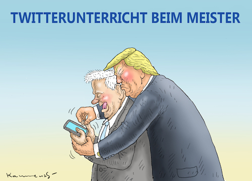 Cartoon: AUCH HORST WIRD TWITTERN ! (medium) by marian kamensky tagged merkel,seehofer,unionskrise,csu,cdu,flüchtlinge,twitter,merkel,seehofer,unionskrise,csu,cdu,flüchtlinge,twitter