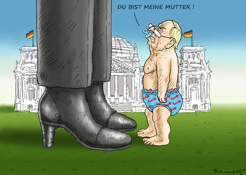 Cartoon: BABY GAULAND (medium) by marian kamensky tagged merkel,versus,schulz,wahlkampf,2017,tv,duell,spd,cdu,gauland,afd,merkel,versus,schulz,wahlkampf,2017,tv,duell,spd,cdu,gauland,afd