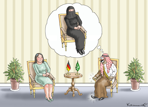 Cartoon: BAERBOCK BEI DEN ARABERN (medium) by marian kamensky tagged baerbock,bei,den,arabern,baerbock,bei,den,arabern