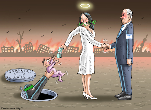 Cartoon: BAERBOCK IN NAHOST (medium) by marian kamensky tagged hamas,greift,israel,an,baerbock,in,nahost,hamas,greift,israel,an,baerbock,in,nahost