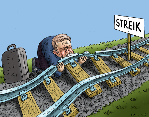 BAHNSTREIK von marian kamensky | Politik Cartoon | TOONPOOL