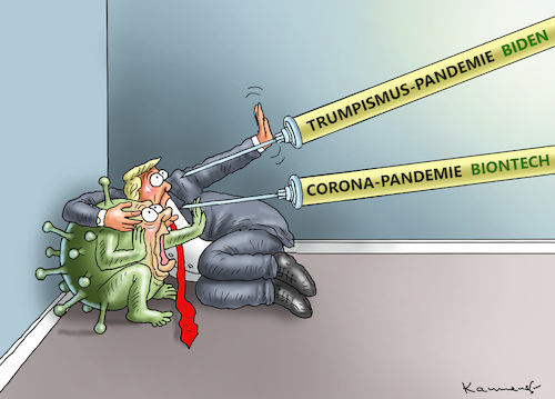Cartoon: BALD IST DER DOPPELSPUK VORBEI! (medium) by marian kamensky tagged coronavirus,epidemie,gesundheit,panik,stillegung,trump,pandemie,coronavirus,epidemie,gesundheit,panik,stillegung,trump,pandemie