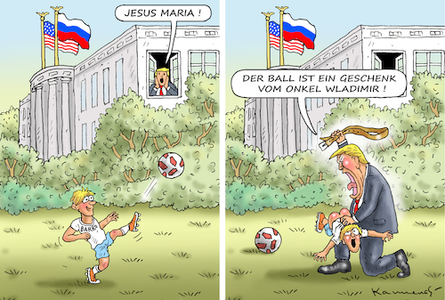 Cartoon: BARRON TRUMP HAT EIN PROBLEM (medium) by marian kamensky tagged obama,trump,präsidentenwahlen,usa,baba,vanga,republikaner,inauguration,demokraten,wikileaks,g7,kanada,faschismus,putin,helsinki,obama,trump,präsidentenwahlen,usa,baba,vanga,republikaner,inauguration,demokraten,wikileaks,g7,kanada,faschismus,putin,helsinki