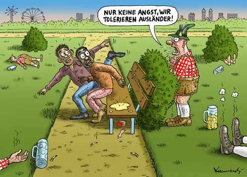 Cartoon: Bayerische Toleranz (medium) by marian kamensky tagged bayern,ausländer,toleraz,fest,oktober,kultur,toleraz,ausländer,bayern,kultur,oktober,fest