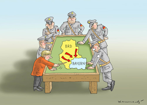 Cartoon: BAYERNINVASION (medium) by marian kamensky tagged merkel,seehofer,unionskrise,csu,cdu,flüchtlinge,merkel,seehofer,unionskrise,csu,cdu,flüchtlinge