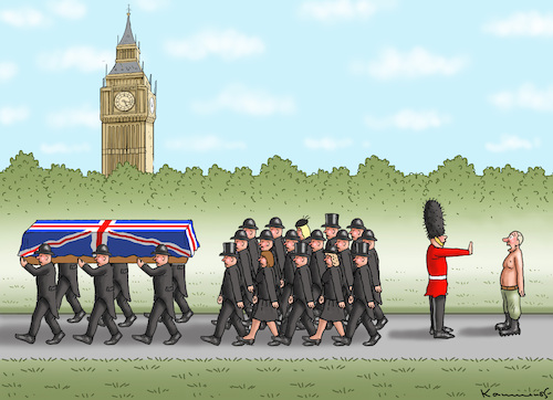 Cartoon: BEGRÄBNIS DER QUEEN (medium) by marian kamensky tagged begräbnis,der,queen,begräbnis,der,queen