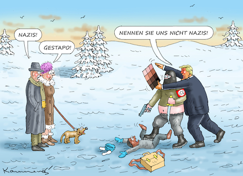 Cartoon: BELEIDIGTE NAZIS (medium) by marian kamensky tagged minneapolis,ice,trump,renee,nicole,good,alex,jeffrey,pretti,minneapolis,ice,trump,renee,nicole,good,alex,jeffrey,pretti
