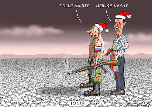 Cartoon: BESINNLICHE WEIHNACHTEN IDLIB (medium) by marian kamensky tagged afrin,kurden,erdogan,syrien,aramenien,genozid,präsidentenwahlen,türkeiwahlen,kurdistan,trump,is,putin,libyen,idlib,assad,afrin,kurden,erdogan,syrien,aramenien,genozid,präsidentenwahlen,türkeiwahlen,kurdistan,trump,is,putin,libyen,idlib,assad