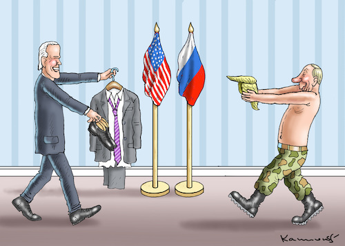 Cartoon: BIDEN TRIFFT PUTIN IN GENF (medium) by marian kamensky tagged biden,trifft,putin,in,genf,biden,trifft,putin,in,genf