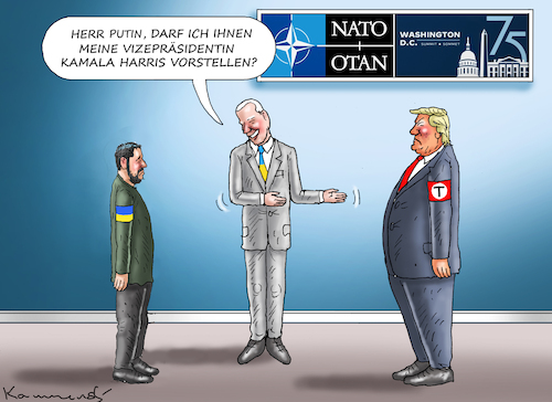 Cartoon: BIDENS ZWEI DICKE VERSPRECHER (medium) by marian kamensky tagged nato,summit,in,washington,nato,summit,in,washington