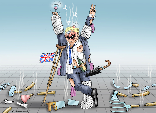 Cartoon: BORIS HAT ÜBERLEBT (medium) by marian kamensky tagged curevac,testzentren,corona,impfung,pandemie,booster,omikron,boris,johnson,impfpflicht,curevac,testzentren,corona,impfung,pandemie,booster,omikron,boris,johnson,impfpflicht