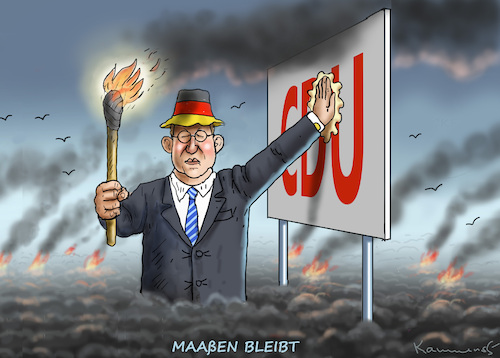 Cartoon: BRANDSTIFTER MAAßEN BLEIBT (medium) by marian kamensky tagged brandstifter,maaßen,bleibt,brandstifter,maaßen,bleibt
