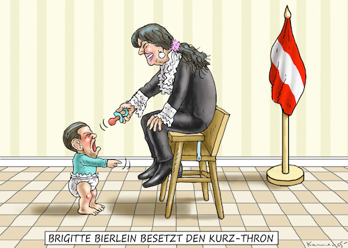 Cartoon: BRIGITTE BIERLEIN BESETZT KURZ (medium) by marian kamensky tagged kkk,monarchie,babis,strache,kurz,orban,kopftuchverbot,populismus,kazsynski,ungarn,pressefreiheit,juncker,soros,brigitte,bierlein,kaczinski,ibiza,kkk,monarchie,babis,strache,kurz,orban,kopftuchverbot,populismus,kazsynski,ungarn,pressefreiheit,juncker,soros,brigitte,bierlein,kaczinski,ibiza