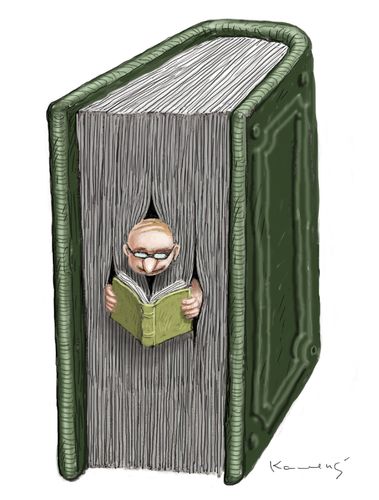 Cartoon: Bücherleser (medium) by marian kamensky tagged humor,bücher,literatur,kunst,buchmesse,gefangenschaft,leidenschaft,abhängigkeit,humor,bücher,literatur,kunst,buchmesse,gefangenschaft,leidenschaft,abhängigkeit,lesen,bildung,wissen