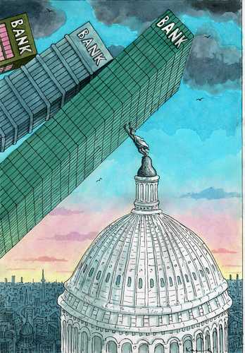 Cartoon: Capitol (medium) by marian kamensky tagged humor,bank,banken,finanzen,finanzkrise,wirschaftskrise,pleite,bankrott,domino
