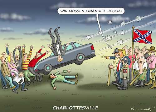 Cartoon: CHARLOTTESVILLE (medium) by marian kamensky tagged obama,trump,präsidentenwahlen,usa,baba,vanga,republikaner,inauguration,demokraten,charlottesville,wikileaks,faschismus,obama,trump,präsidentenwahlen,usa,baba,vanga,republikaner,inauguration,demokraten,charlottesville,wikileaks,faschismus