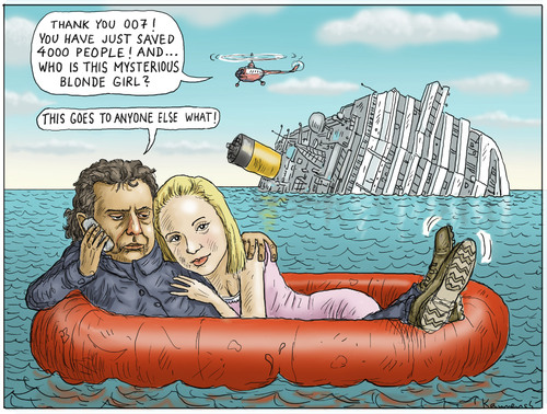 Cartoon: Costa Concordia ship (medium) by marian kamensky tagged costa,concordia,schiffsbruch,italien,costa concordia,kapitän,schiffsbruch,italien,sicherheit,costa,concordia