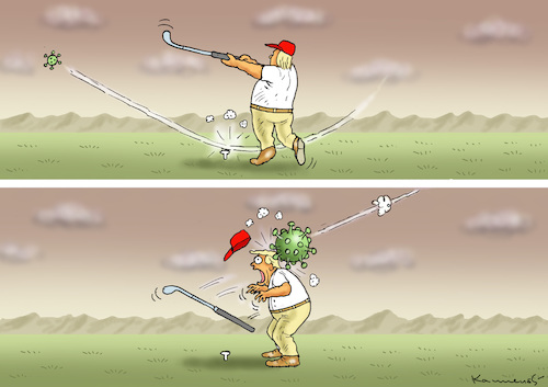 Cartoon: COVID GOLF (medium) by marian kamensky tagged coronavirus,epidemie,gesundheit,panik,stillegung,trump,pandemie,coronavirus,epidemie,gesundheit,panik,stillegung,trump,pandemie