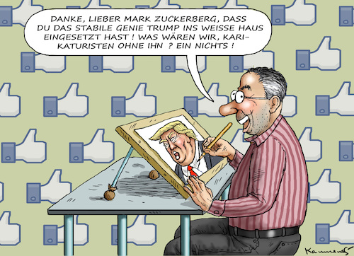 Cartoon: DANKE MARK ZUCKENBERG ! (medium) by marian kamensky tagged zuckerberg,trump,digitale,affäre,populismus,betrug,cambridge,analytica,zuckerberg,trump,digitale,affäre,populismus,betrug,cambridge,analytica