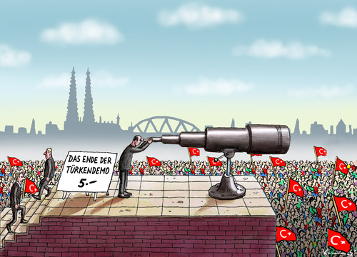 Cartoon: DAS ENDE DER TÜRKENDEMO IN KÖL (medium) by marian kamensky tagged erdogan,türkendemo,in,köln,nationalismus,erdogan,türkendemo,in,köln,nationalismus