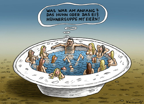 Cartoon: Das grösste Rätsel der Welt (medium) by marian kamensky tagged wissenschaft,menscheit,der,rätsel,grösste,nobelpreis,ei,odes,huhn,das,das,huhn,odes,ei,nobelpreis,grösste,rätsel,der,menscheit,wissenschaft